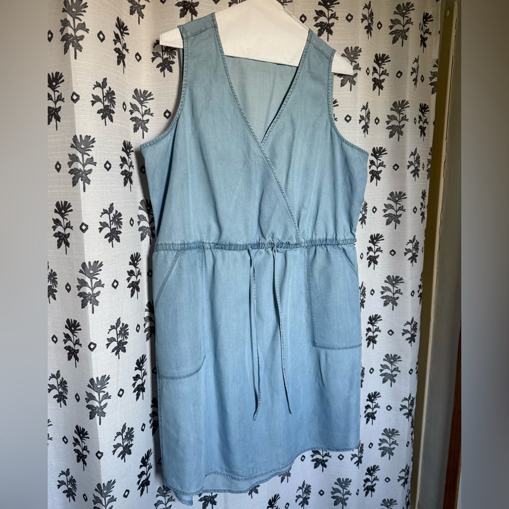 Light Blue Sleeveless Wrap Dress